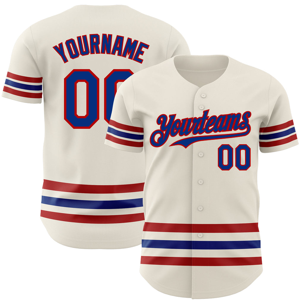 Custom Cream Royal-Red Line Authentic Baseball Jersey