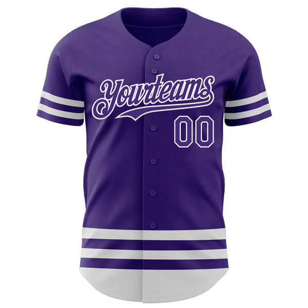 Custom Purple White Line Authentic Baseball Jersey