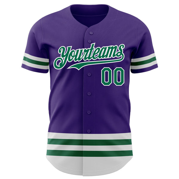 Custom Purple Kelly Green-White Line Authentic Baseball Jersey