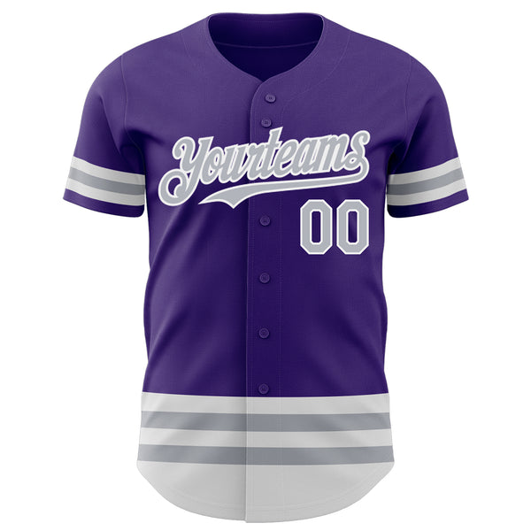 Custom Purple Gray-White Line Authentic Baseball Jersey