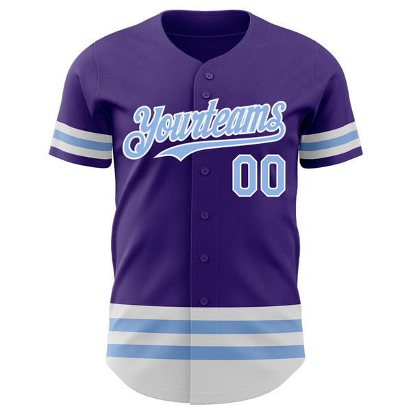 Custom Purple Light Blue-White Line Authentic Baseball Jersey