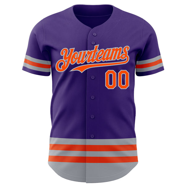 Custom Purple Orange-Gray Line Authentic Baseball Jersey