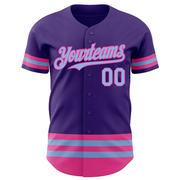 Custom Purple Light Blue-Pink Line Authentic Baseball Jersey