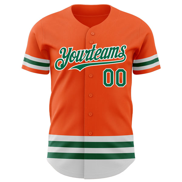 Custom Orange Kelly Green-White Line Authentic Baseball Jersey