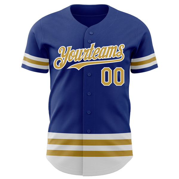 Custom Royal Old Gold-White Line Authentic Baseball Jersey