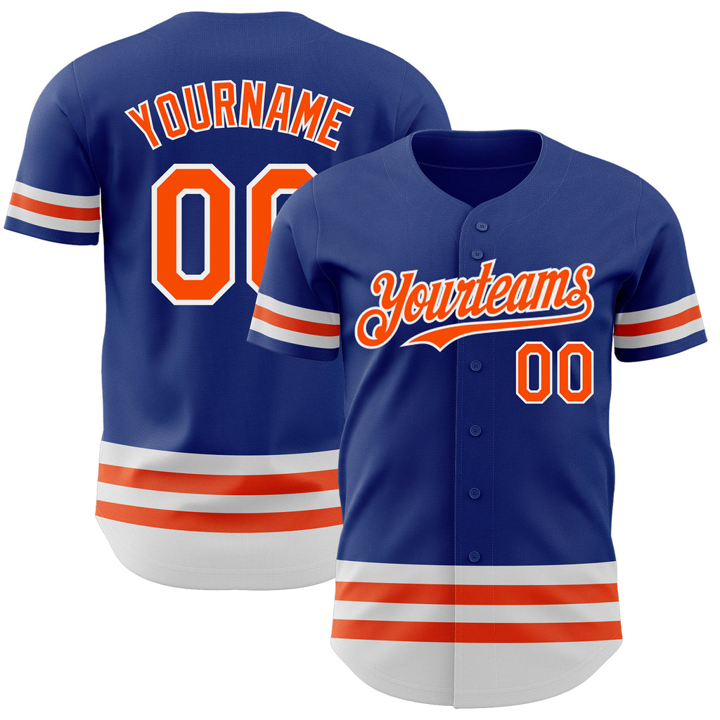 Custom Royal Orange-White Line Authentic Baseball Jersey