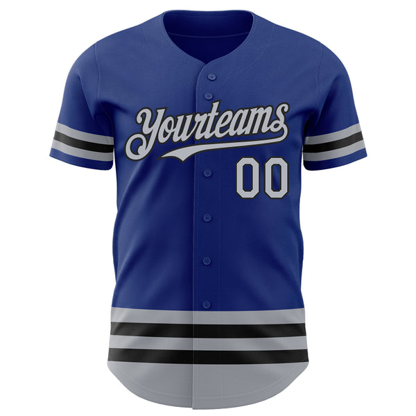 Custom Royal Gray-Black Line Authentic Baseball Jersey