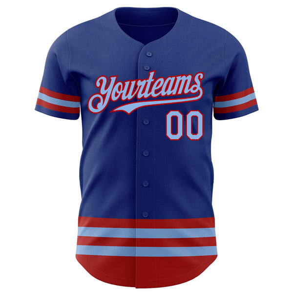 Custom Royal Light Blue-Red Line Authentic Baseball Jersey