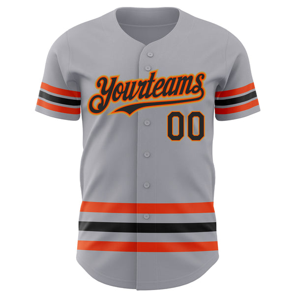Custom Gray Black Orange-Old Gold Line Authentic Baseball Jersey