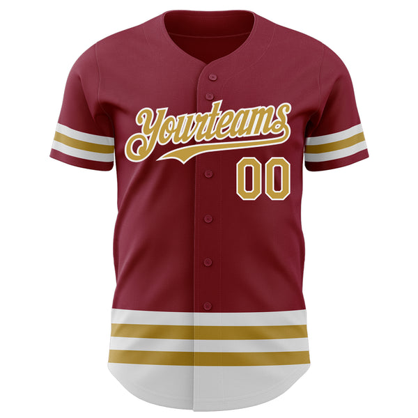 Custom Crimson Old Gold-White Line Authentic Baseball Jersey