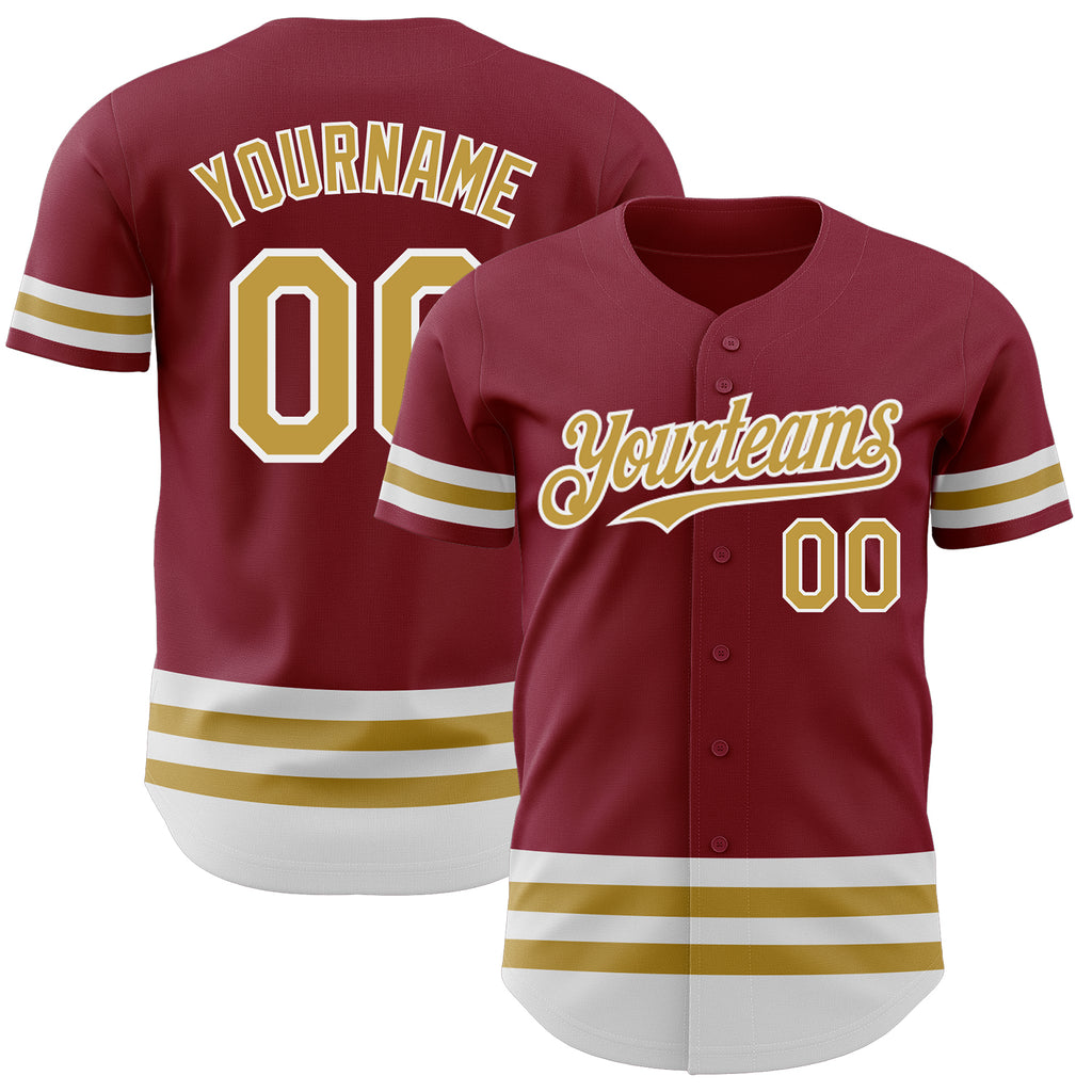 Custom Crimson Old Gold-White Line Authentic Baseball Jersey