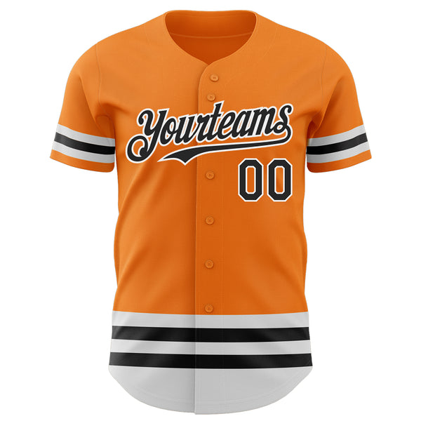 Custom Bay Orange Black-White Line Authentic Baseball Jersey