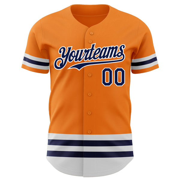 Custom Bay Orange Navy-White Line Authentic Baseball Jersey