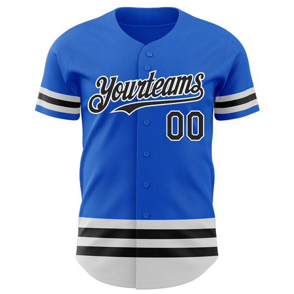 Custom Thunder Blue Black-White Line Authentic Baseball Jersey