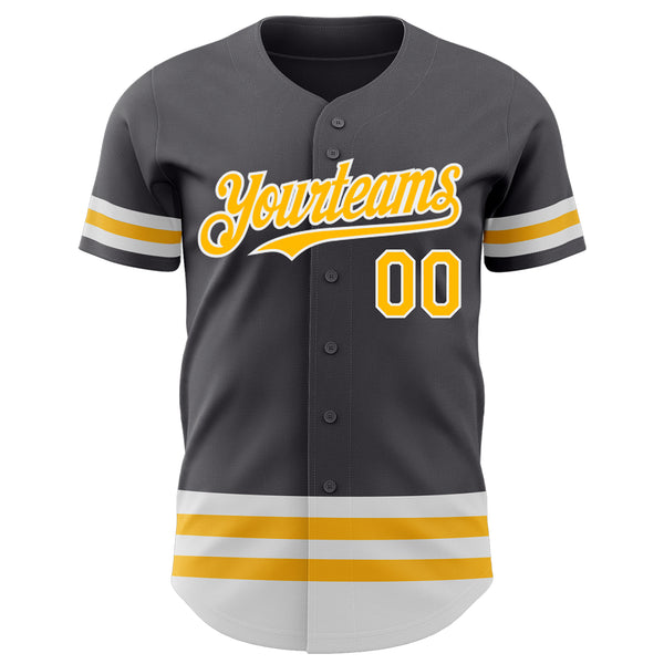 Custom Steel Gray Gold-White Line Authentic Baseball Jersey