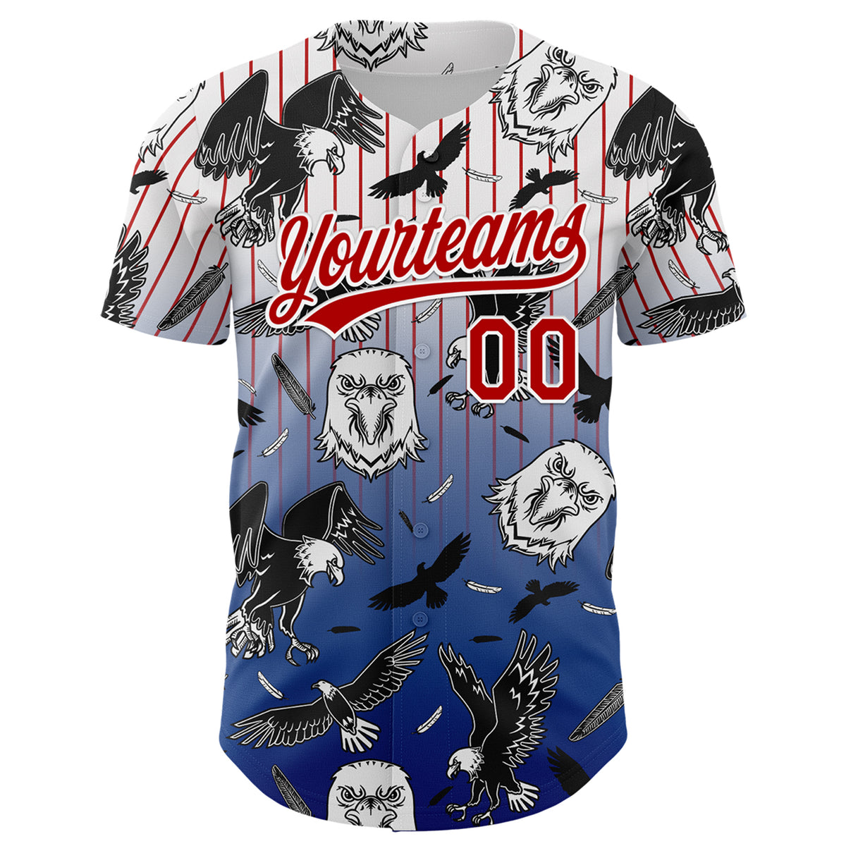 Custom White Red-Royal 3D Pattern Design American Eagle Authentic ...