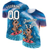 Custom Blue White-Black 3D Pattern Design Extreme Sport Cartoon Animal Deer Surfing Performance T-Shirt