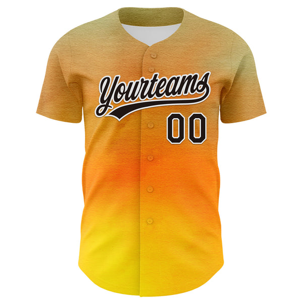 Custom Old Gold Black-White 3D Pattern Design Father's Day Family Love Authentic Baseball Jersey