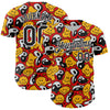 Custom Red Black-White 3D Pattern Design Funny Cartoon Emoji Smile Face And Yin Yang Authentic Baseball Jersey