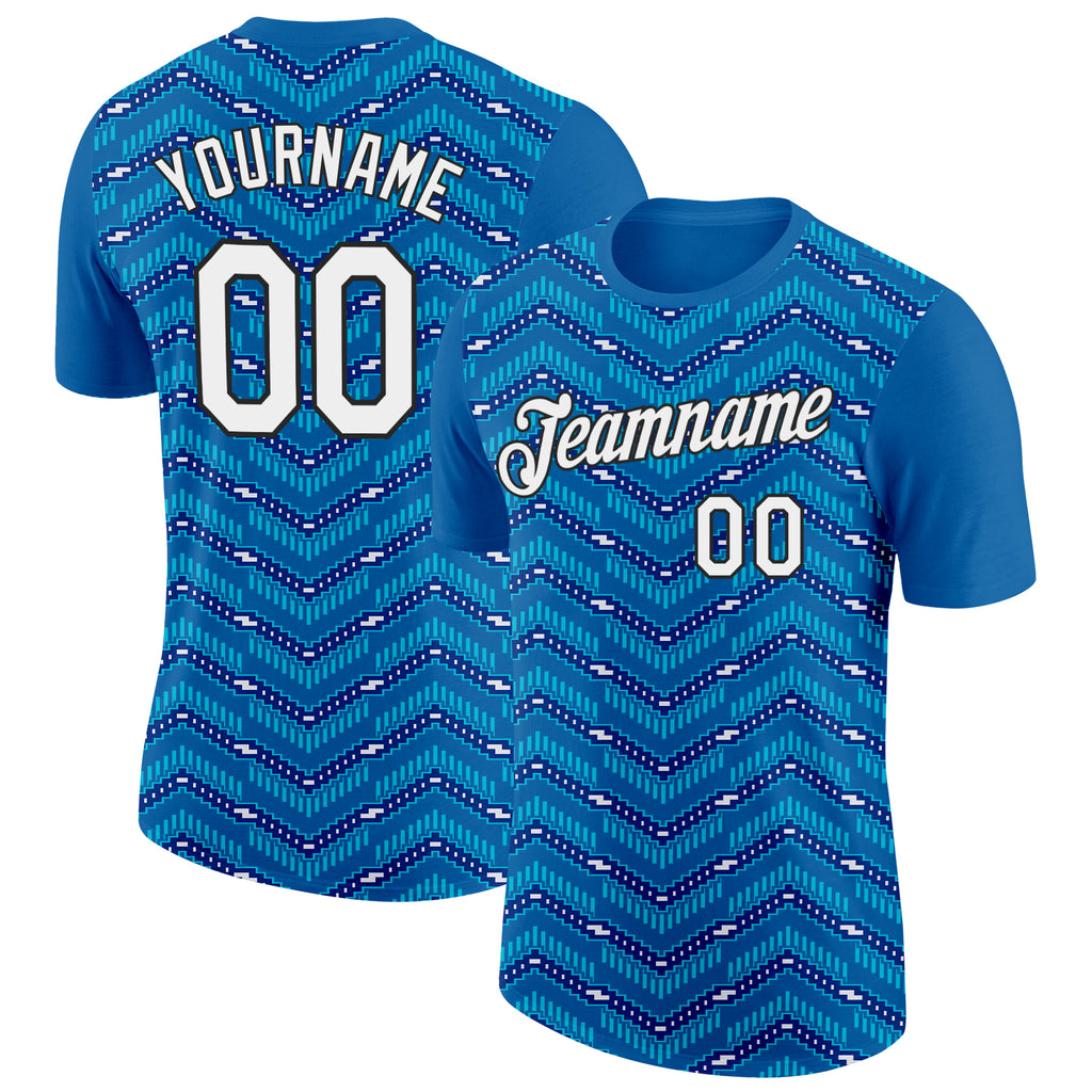 Custom Blue Royal Lakes Blue-Black 3D Esports Performance T-Shirt
