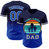 Custom Navy Thunder Blue-White 3D Pattern Design Father's Day Family Love Fade Authentic Baseball Jersey