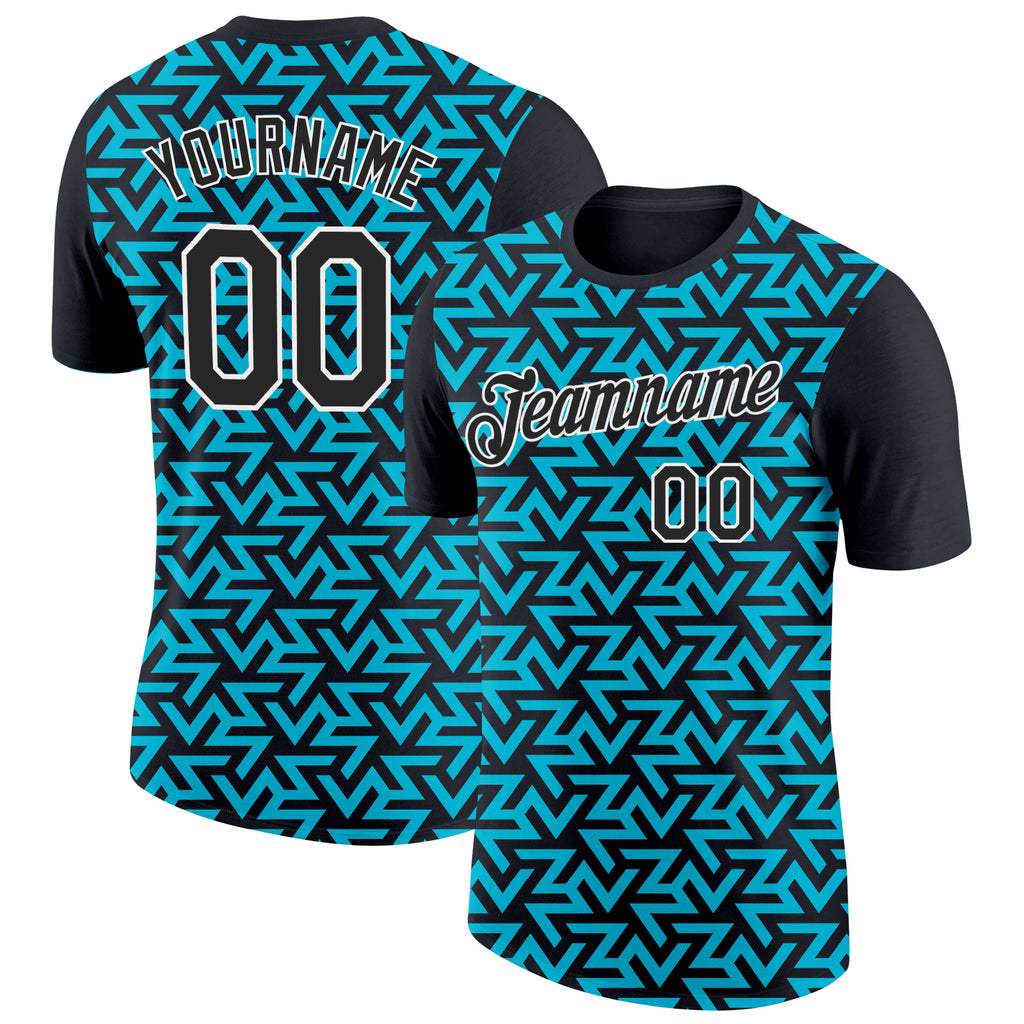 Custom Black Lakes Blue-White 3D Esports Performance T-Shirt