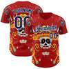 Custom Red Navy-White 3D Mexican Festival Flower And Skull Sombrero Cinco de Mayo Authentic Baseball Jersey