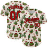Custom Cream Red-Black 3D Mexican Cactus Authentic Baseball Jersey