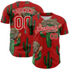 Custom Red White 3D Mexican Cactus Authentic Baseball Jersey