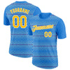 Custom Powder Blue Gold Cream Red-White 3D Esports Performance T-Shirt