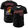 Custom Black Dark Purple-Bay Orange 3D Punk Rock Skull Authentic Baseball Jersey