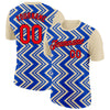 Custom Cream Fire Red Thunder Blue-Black 3D Esports Performance T-Shirt