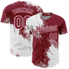 Custom White Crimson 3D Pattern Design Abstract Brush Stroke Authentic Baseball Jersey