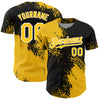 Custom Yellow Black-White 3D Pattern Design Abstract Brush Stroke Authentic Baseball Jersey