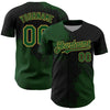 Custom Green Black-Old Gold 3D Pattern Design Abstract Brush Stroke Authentic Baseball Jersey
