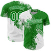 Custom White Grass Green 3D Pattern Design Abstract Brush Stroke Authentic Baseball Jersey