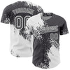 Custom White Steel Gray 3D Pattern Design Abstract Brush Stroke Authentic Baseball Jersey