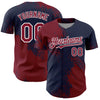 Custom Crimson Navy-White 3D Pattern Design Abstract Brush Stroke Authentic Baseball Jersey