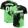 Custom Pea Green Black-White 3D Pattern Design Abstract Brush Stroke Authentic Baseball Jersey
