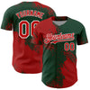 Custom Red Green-White 3D Pattern Design Abstract Brush Stroke Authentic Baseball Jersey