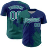 Custom Teal US Navy Blue-White 3D Pattern Design Abstract Brush Stroke Authentic Baseball Jersey