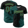 Custom Midnight Green Black-Old Gold 3D Pattern Design Abstract Brush Stroke Authentic Baseball Jersey