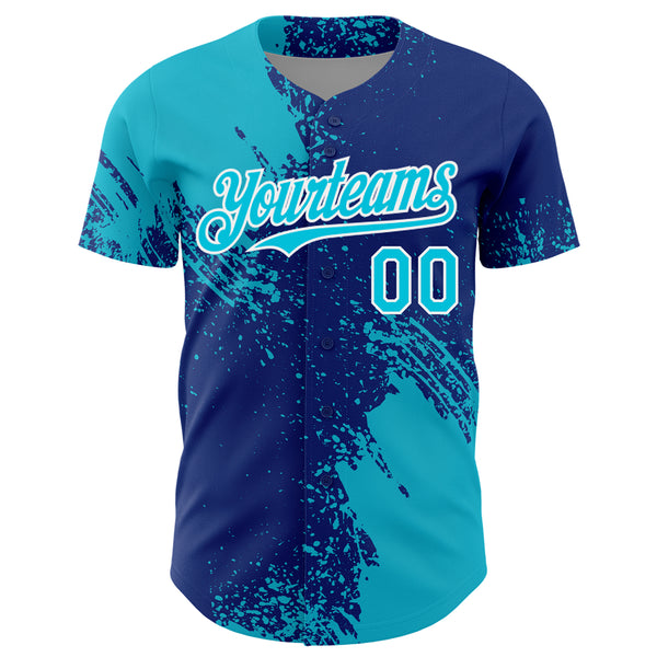 Custom Lakes Blue Royal-White 3D Pattern Design Abstract Brush Stroke Authentic Baseball Jersey