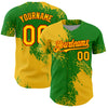 Custom Yellow Grass Green-Red 3D Pattern Design Abstract Brush Stroke Authentic Baseball Jersey