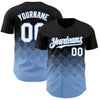 Custom Black White-Light Blue 3D Gradient Square Shape Authentic Baseball Jersey