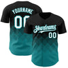 Custom Black White-Teal 3D Gradient Square Shape Authentic Baseball Jersey