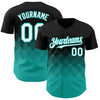 Custom Black White-Aqua 3D Gradient Square Shape Authentic Baseball Jersey