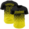 Custom Black Light Yellow 3D Gradient Square Shape Authentic Baseball Jersey