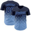 Custom Navy Light Blue 3D Gradient Square Shape Authentic Baseball Jersey
