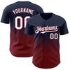 Custom Navy White-Crimson 3D Gradient Square Shape Authentic Baseball Jersey